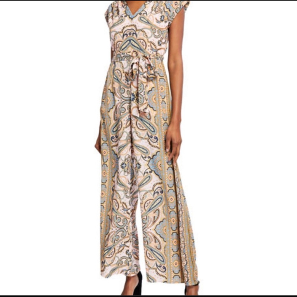Donna Ricco pantsuit multicolor paisley print Sz14